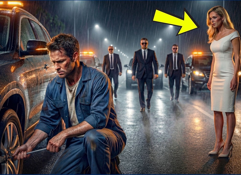 Single Dad Fixed a Stranger’s Tire — Then 5 Black SUVs Pulled Up and Surrounded Them